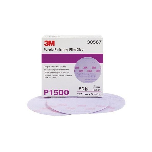 3M 3M Hookit Purple Finishing Film Disc, 30567, 5 in, P1500, 50PK 7100122806 - main